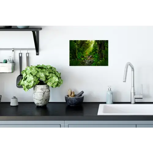 Jungle - Water - Bladeren - Zon - Natuur Muursticker klein -keuken