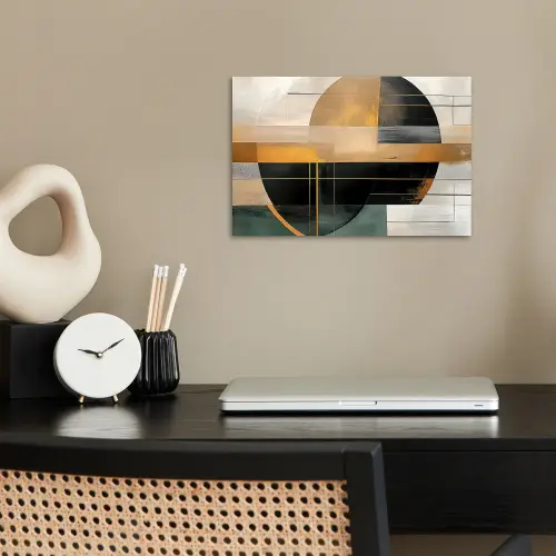 Abstract - Goud - Brons - Groen - Vormen - Modern poster papier klein -sfeer1