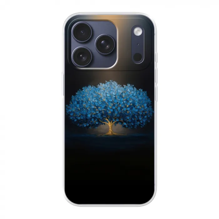 Boom - Blauw - Bladeren - Penseelstreken Telefoonhoesje iPhone 17 Pro klein -3d