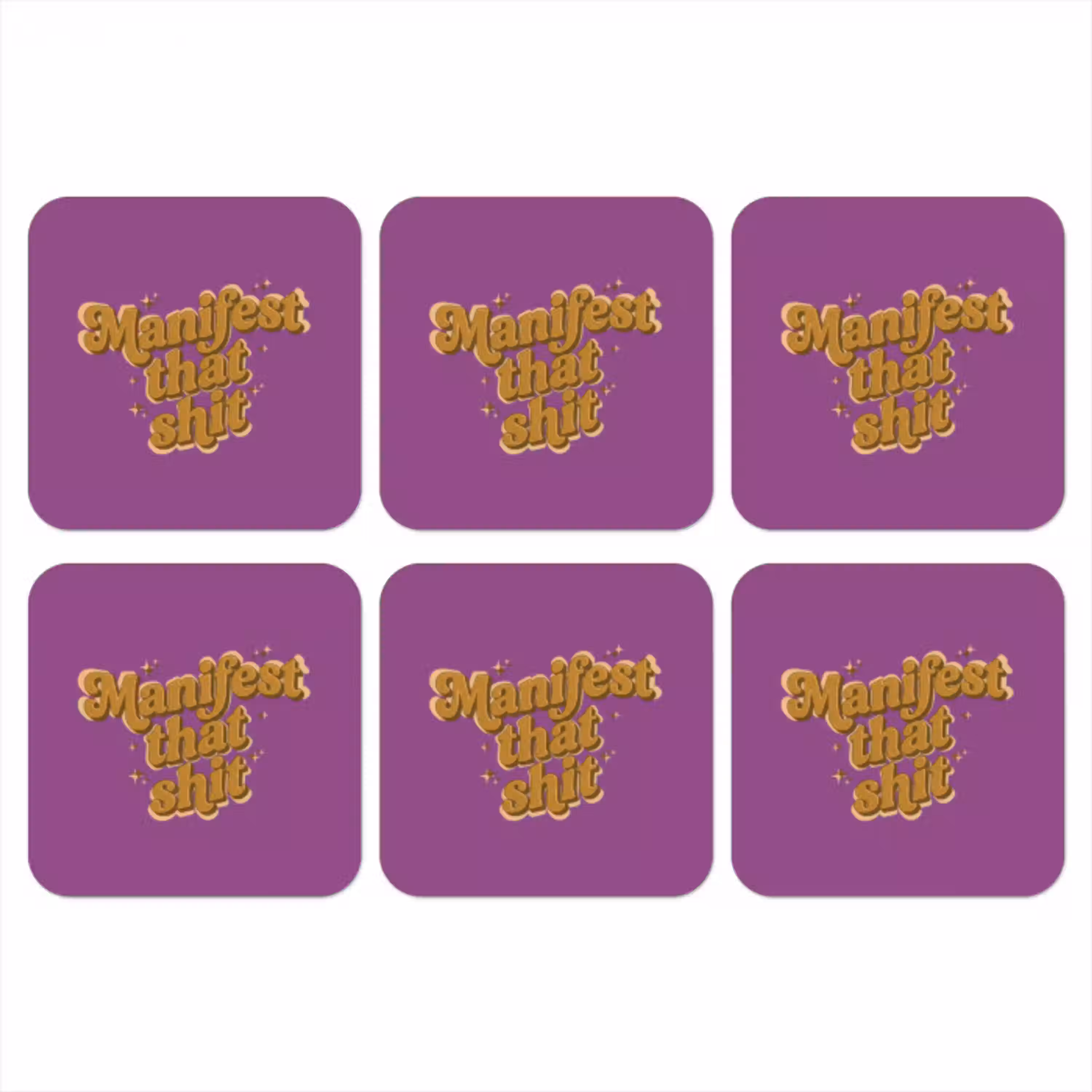 Manifest that shit - Paars - Glitter onderzetter kurk middel -3d