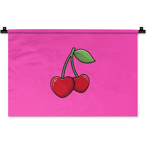 Kers - Roze - Fruit Wandkleed katoen klein -zz3d