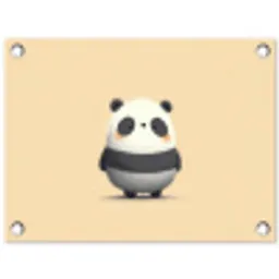 Panda - Beige - Minimalistisch tuinposter los doek klein -3d