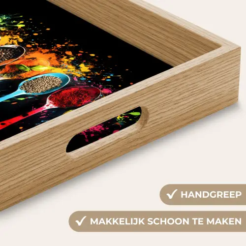 Lepels - Kruiden - Modern - Graffiti - Verf - Kleurrijk Dienblad Rechthoek middel -USP_HandgreepNL