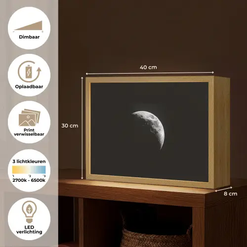 Maan - Hemel - Zwart - Schaduw Light Box met batterij (Wandlamp) middel -USP_websiteoverzichtNL