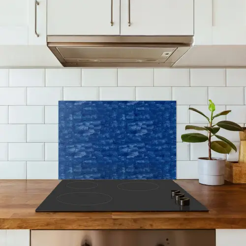 Verf - Strepen - Blauw keuken achterwand spatscherm klein 900 -sfeer2