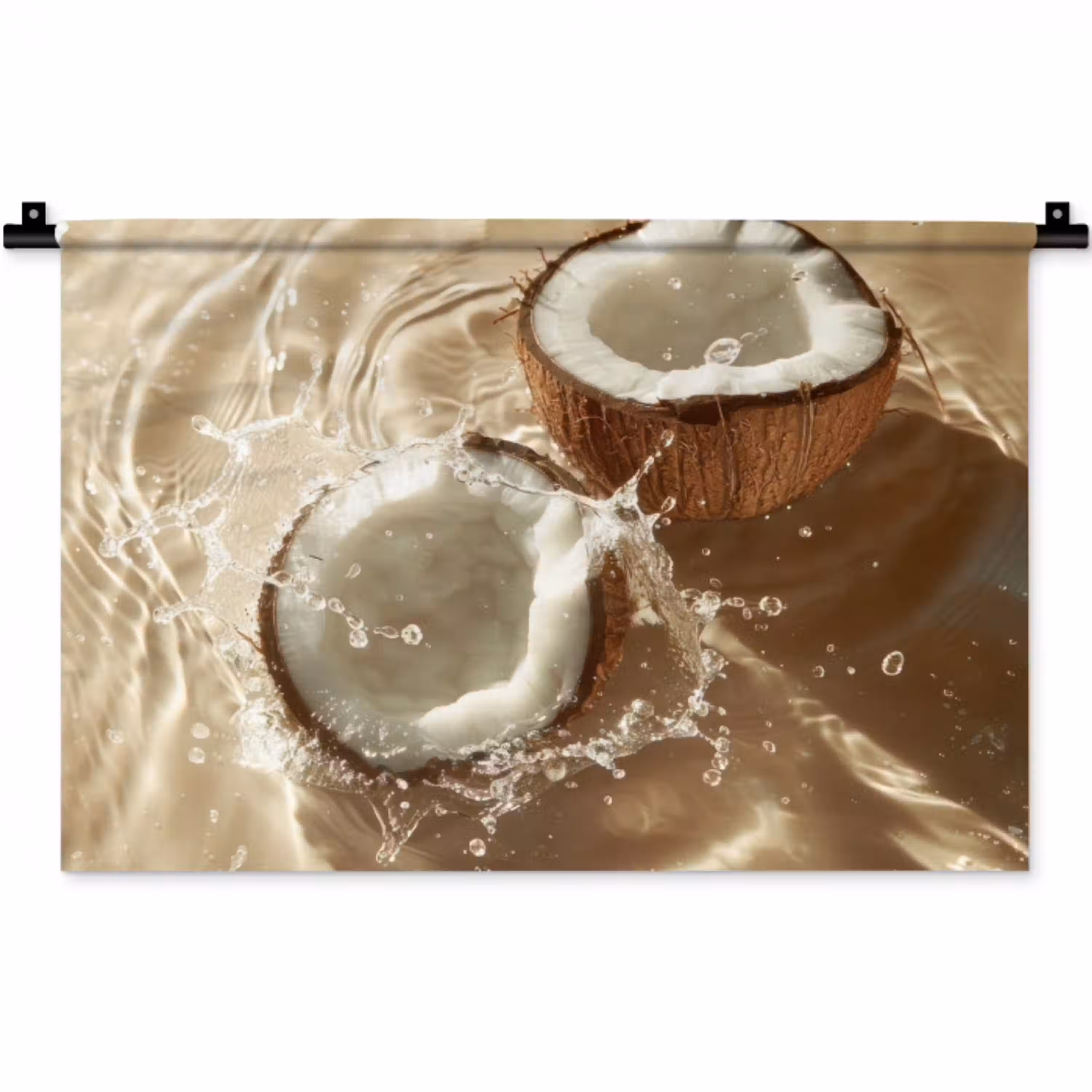 Kokosnoot - Water - Beige - Spetters Wandkleed katoen klein -zz3d