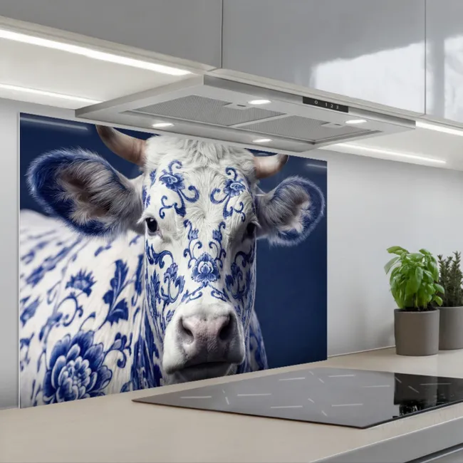 Paraschizzi cucina - Mucca - Delfts - Blu - Artistico