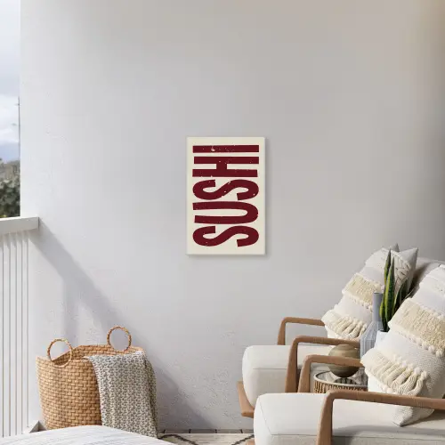 Sushi - Rood - Japandi - Decoratie Tuinposter op houten frame 2 cm dik klein -sfeer1