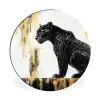 Panter - Zwart - Abstract - Goud Wandcirkel aluminium klein -3d