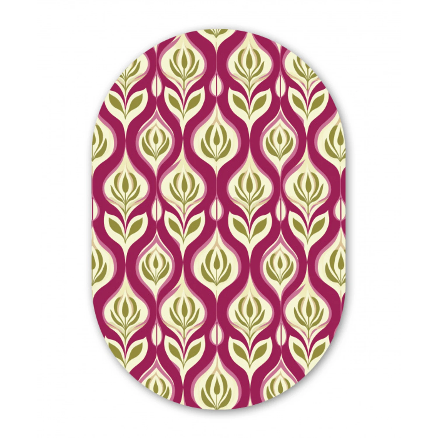 Retro - Floraal - Paars Wandcirkel Ovaal Forex klein 630 -3d