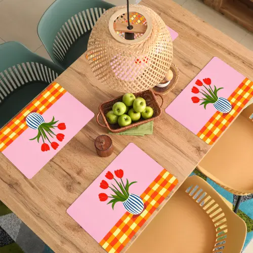 Tulpen - Roze - Vaas Placemat vinyl groot -zzsfeer5_Kitchenyeah-website