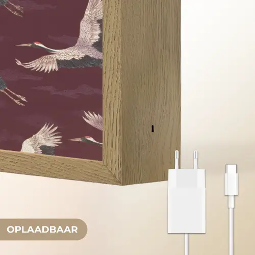 Kraanvogels - Klassiek - Bordeaux Light Box met batterij (Wandlamp) middel 907 -USP_websiteoplaadbaarNL