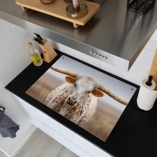 Longhorn - Grasveld - Dier Inductie beschemer met haakjes klein -sfeer1