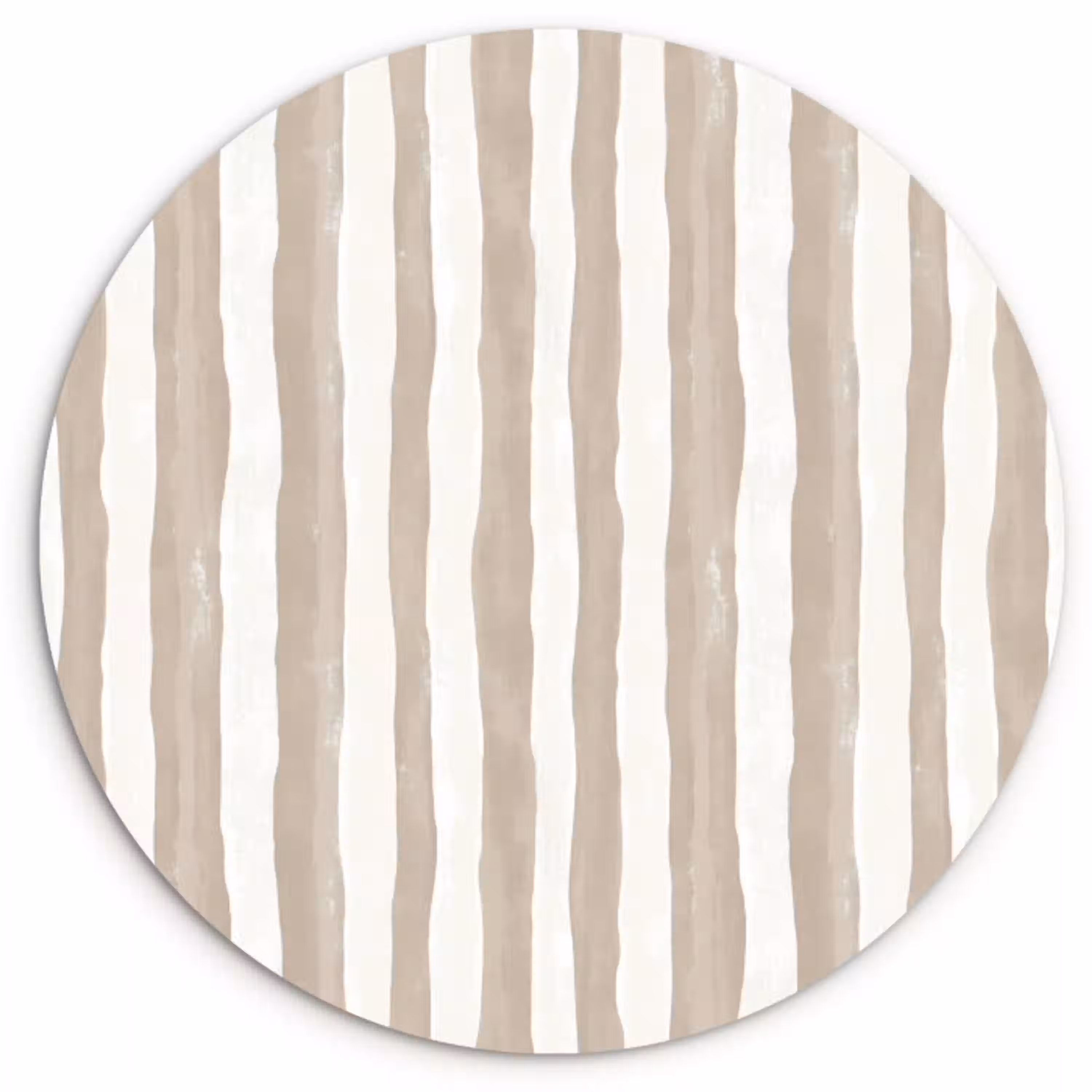 Minimalistisch - Strepen - Beige Wandcirkel kunststof plaat 5mm dik klein 188 -3d
