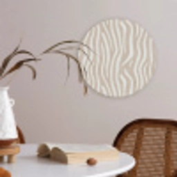Abstract - Zebra - Beige Akoestische PET Vilt - Rond klein 838 -sfeer3