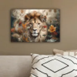Leeuw - Wilde dieren - Planten - Natuur - Bloemen canvas 2cm klein -sfeer3
