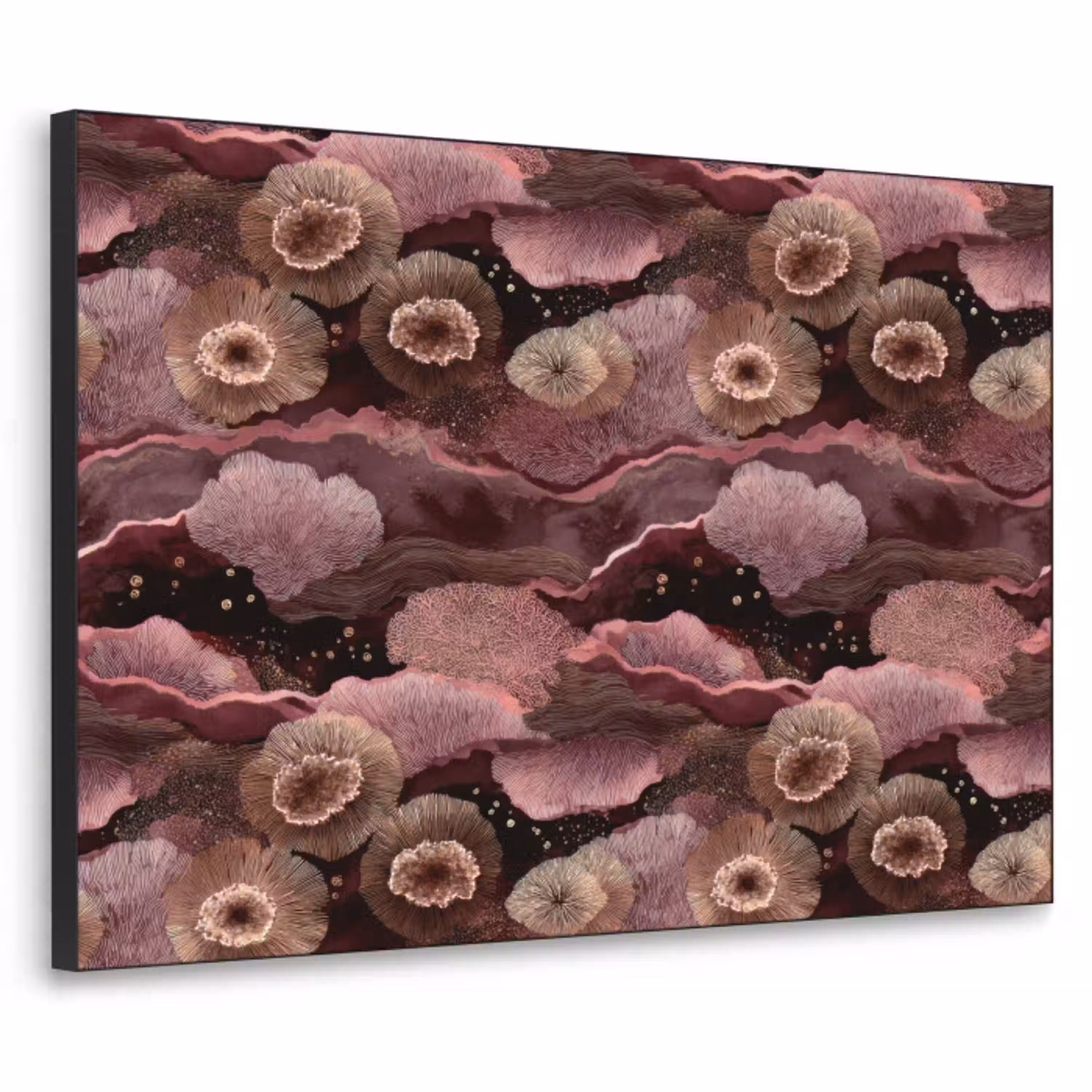 Koraal - Organisch - Roze Textielframe zwart klein 947 -3d