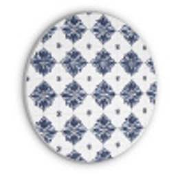 Tegelmotief - Blauw - Wit - Bloem Akoestische PET Vilt - Rond klein 838 -3d