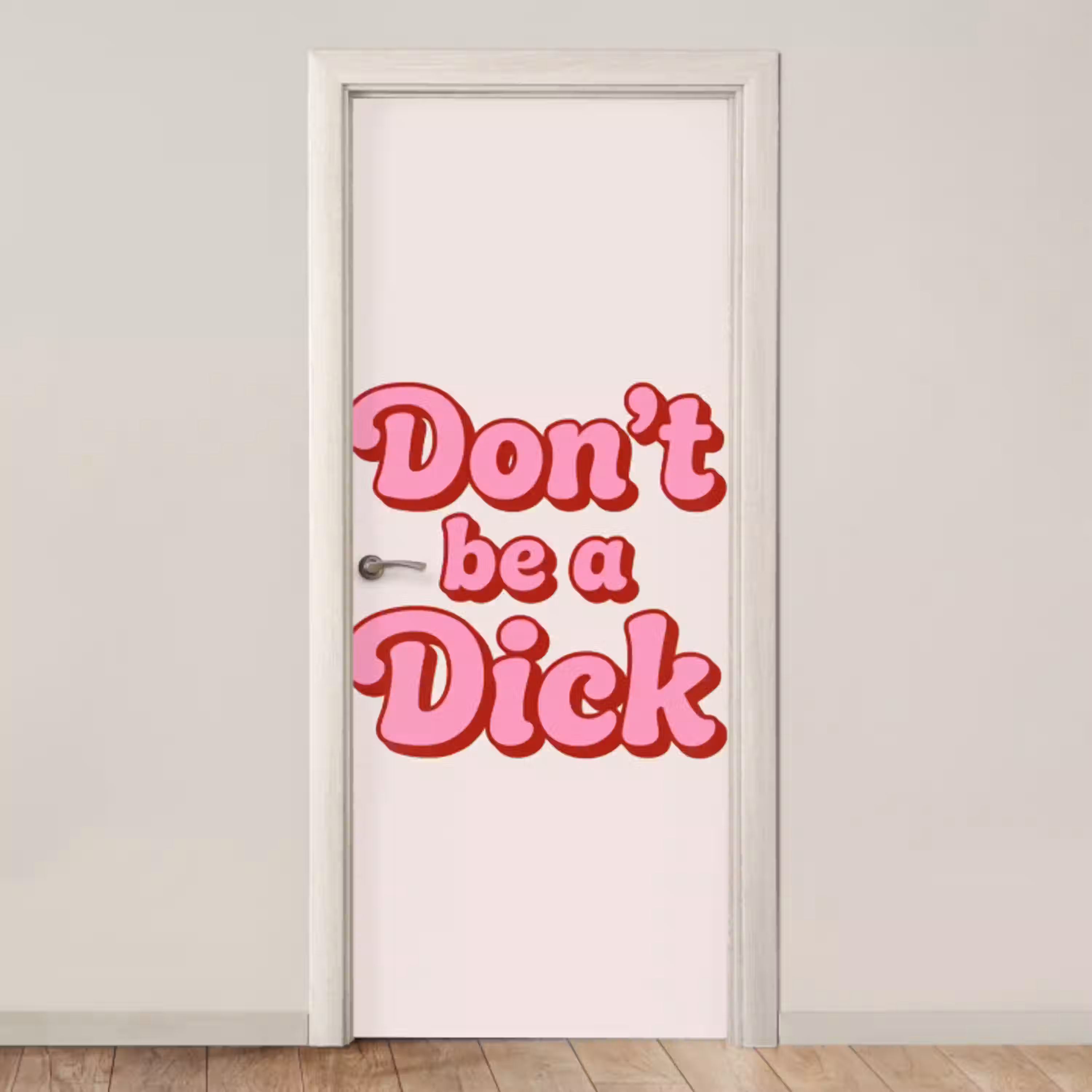 Tekst - Boodschap - Roze deurposter klein -3d_beige