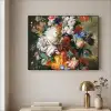 Kunst - Oude meesters - Boeket bloemen in een urn Textielframe zwart klein -sfeer2