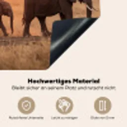 Olifanten - Savanne - Zonsondergang - Afrika - Warm Inductie beschemer met haakjes klein -ky-onderkant-de
