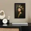 Bloemenhoed - Portret - Vrouw fotolijst zwart zonder passe partout klein -sfeer1