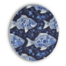Vissen - Bloemen - Blauw Akoestische PET Vilt - Rond klein 838 -3d