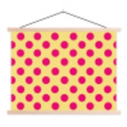 Roze - Stippen - Geel textielposter latten blank klein 122 -3d