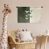 Japandi - Vogel - Groen Wandkleed katoen klein -wsfeer5_kind