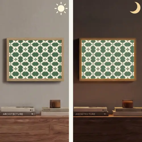 Tegel - Klassiek - Groen Light Box met batterij (Wandlamp) middel 907 -sfeer3