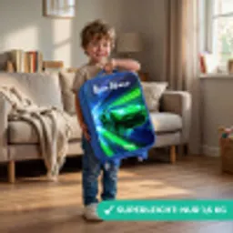 Sportauto - Groen - Snelheidslijnen - Neon Kinderkoffer - Blauw klein -sfeer2_DE