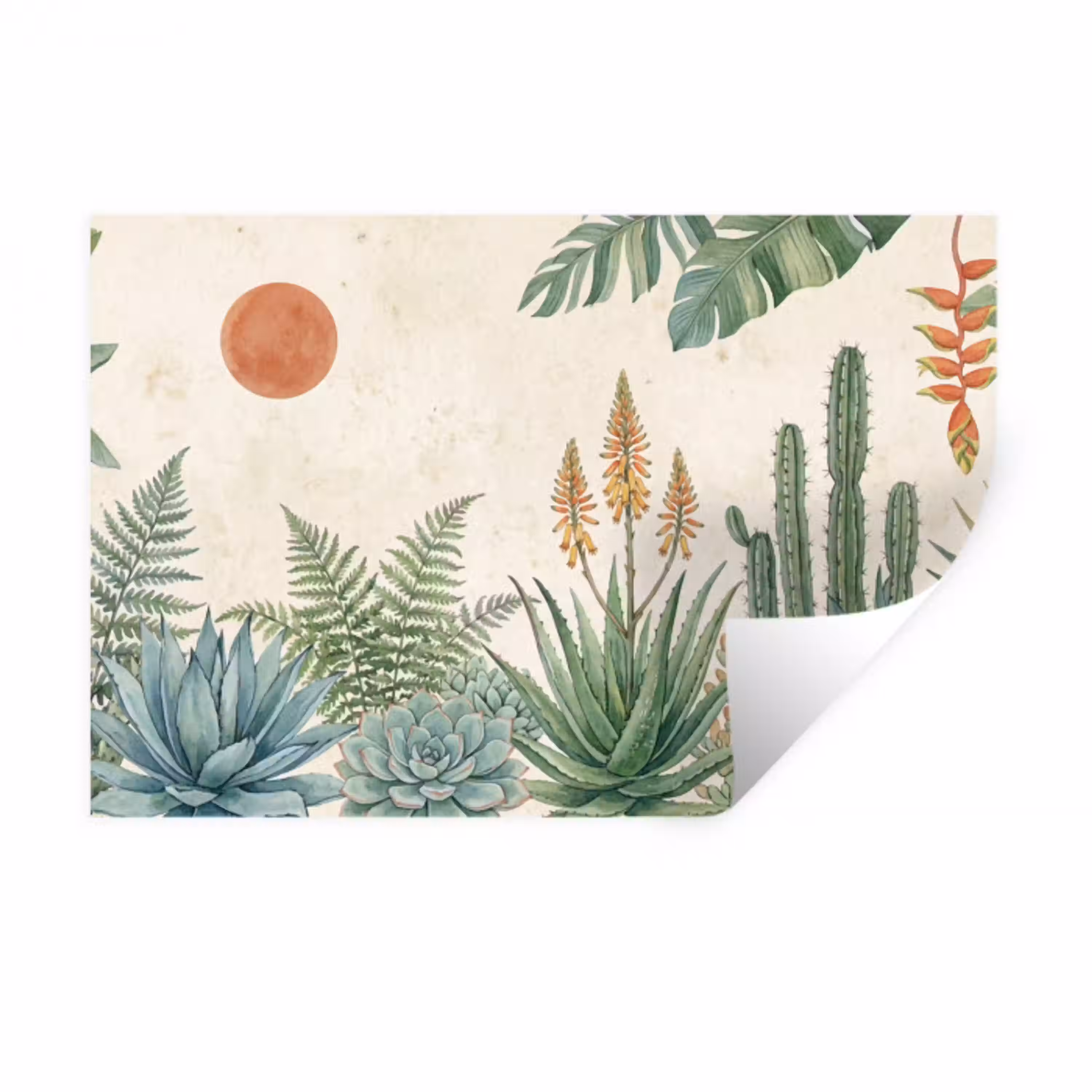 Woestijn - Planten - Groen Muursticker klein -3d