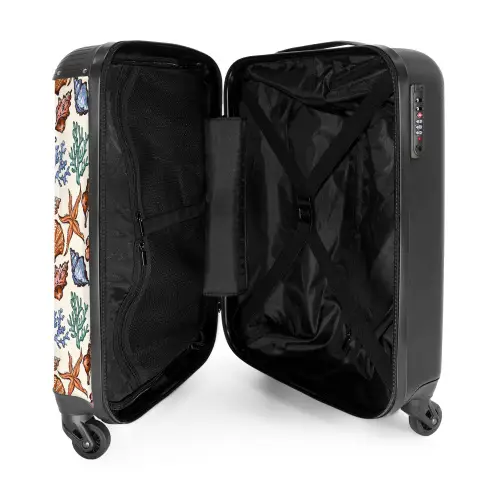 Koraal met zeesterren print NBS - Handbagage koffer - Volwassenen Unisex middel -binnenkant