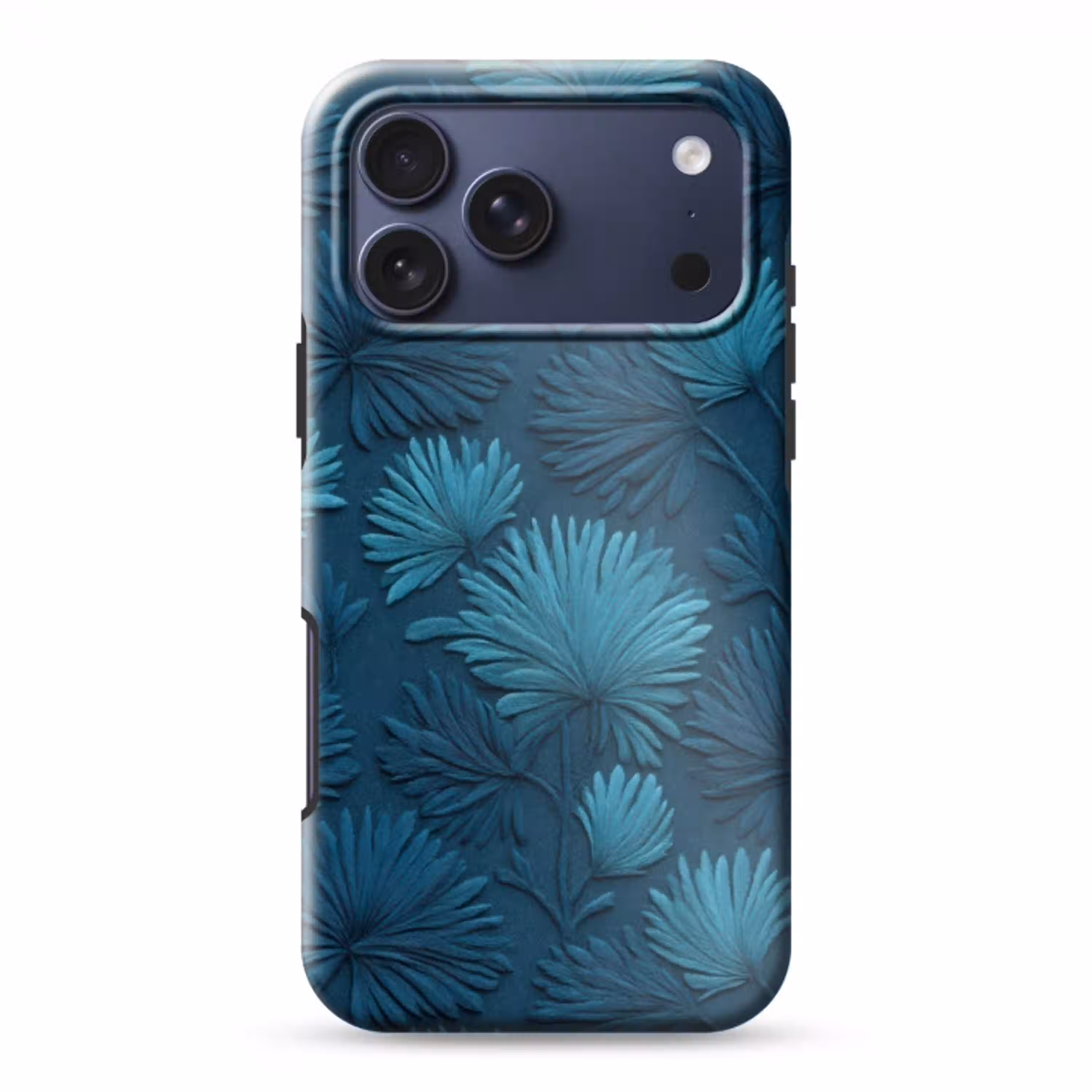 Bladeren - Reliëf - Patroon - Oceaanblauw - Modern Toughcase MagSafe Apple iPhone 17 Pro Max klein 1019 -3d