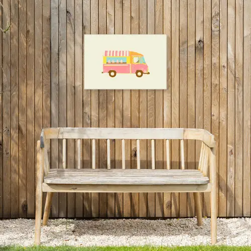 Ijskar - Retro - Softijsjes - Roze Tuinposter op houten frame 2 cm dik klein -sfeer4