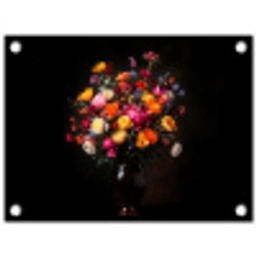 Kleurrijk - Boeket - Vaas - Donkerbruin tuinposter los doek klein -3d