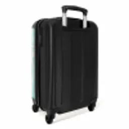 Grote bladeren in lichtblauw met beige NBS - Handbagage koffer - Unisex middel -achterkant
