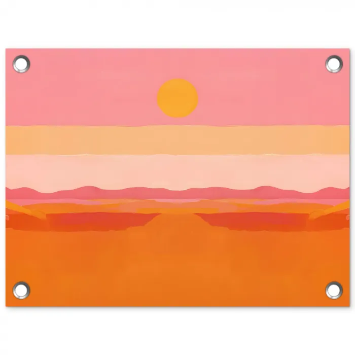 Zon - Abstract - Landschap - Oranje tuinposter los doek klein -3d