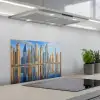 Skyline - Wolkenkrabbers - Water - Blauw keuken achterwand spatscherm klein -3d_schuin