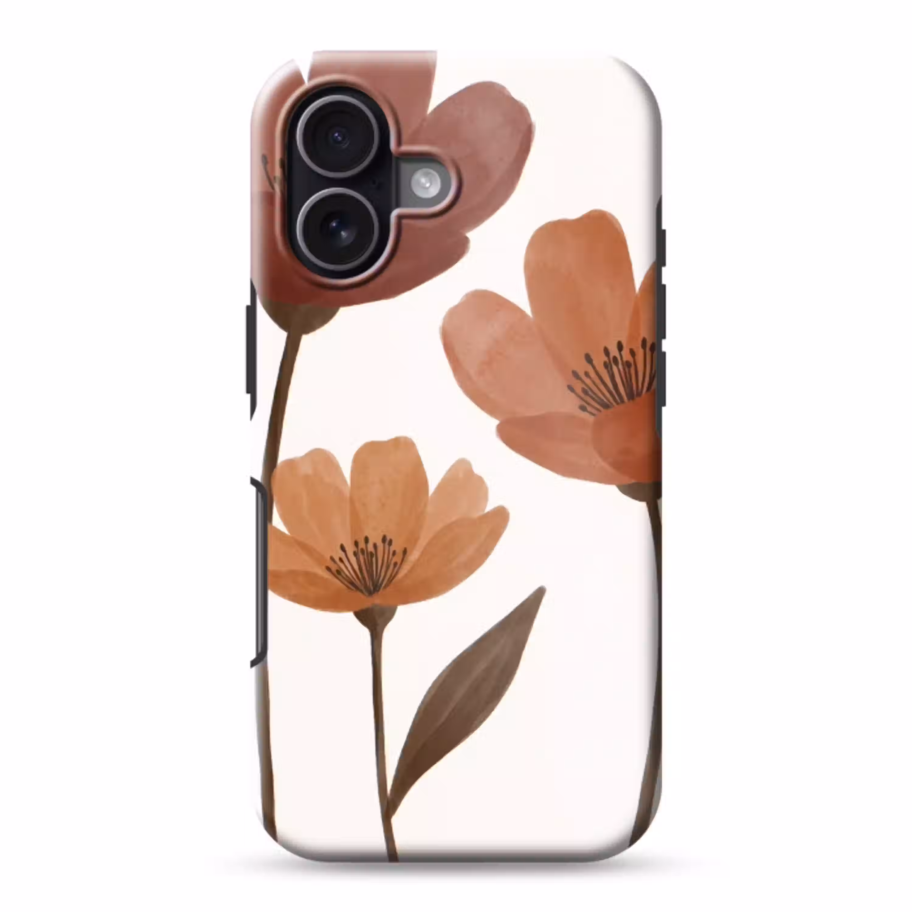 Bloemen - Abstract - Modern - Bruin - Decoratief Toughcase MagSafe Apple iPhone 17 klein -3d