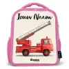 Brandweerwagen - Getekend - Rood Kinderrugzak - Roze middel -3d