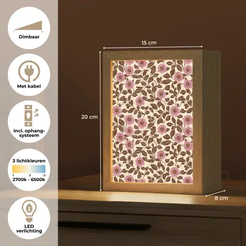 Bloemen - Bladeren - Kleurrijk Light Box met kabel (Tafellamp) klein 925 -USP_NL