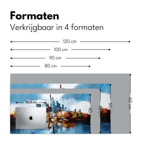 Bomen Frankfurt- Stad - Skyline - Brug Muismat XXL klein -sfeer5