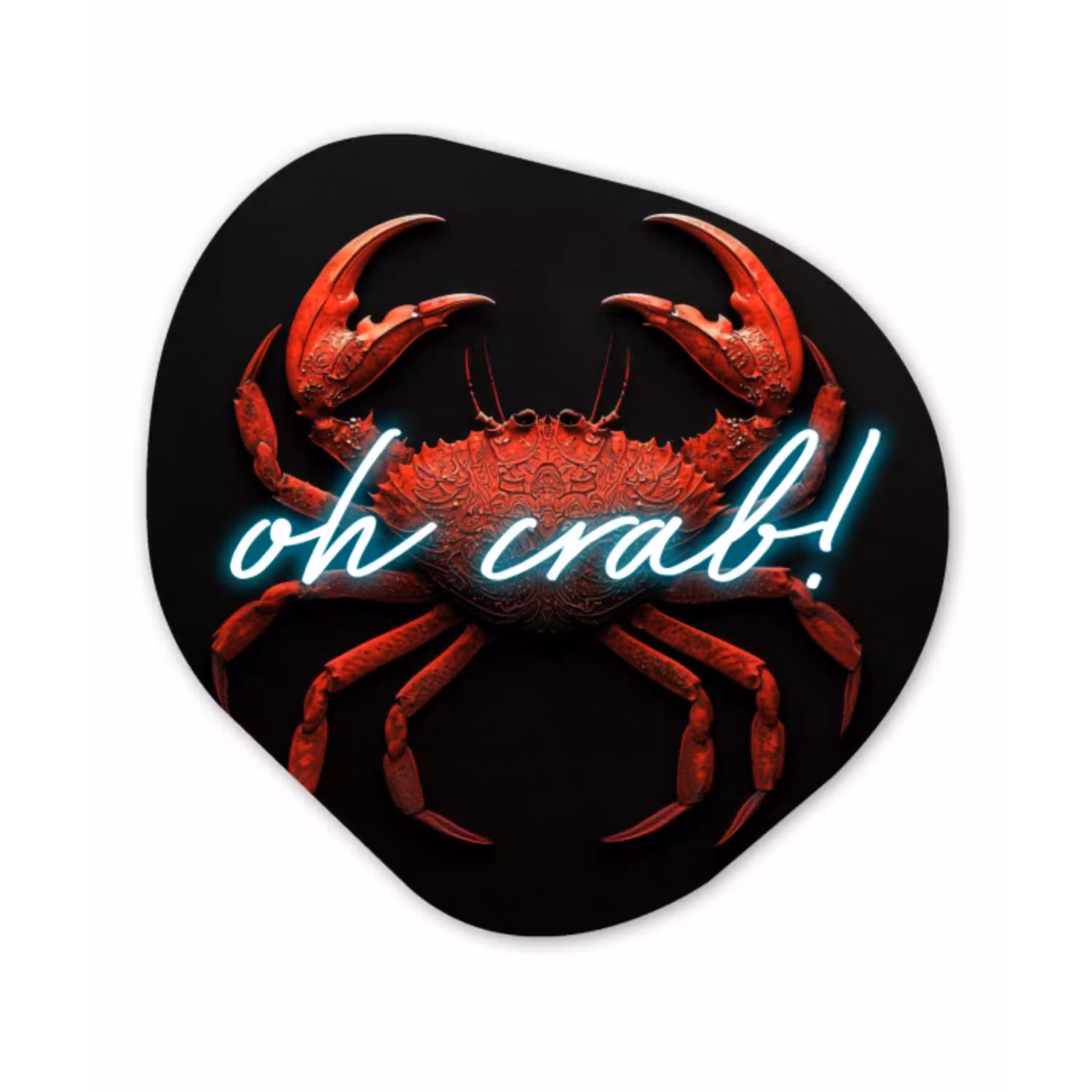 Krab - Rood - Neon - Quote Wandcirkel Organisch Plexiglas middel -3d