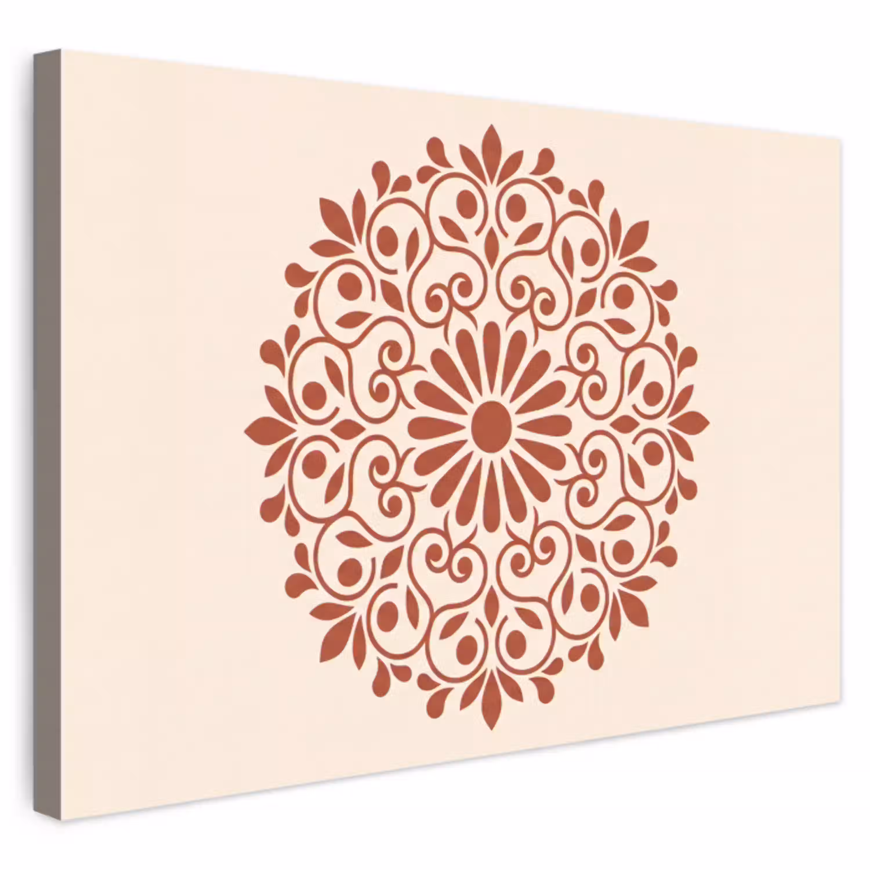 Decoratie - Cirkel - Symmetrisch - Modern - Roodbruin Tuinposter op houten frame 2 cm dik klein -3d