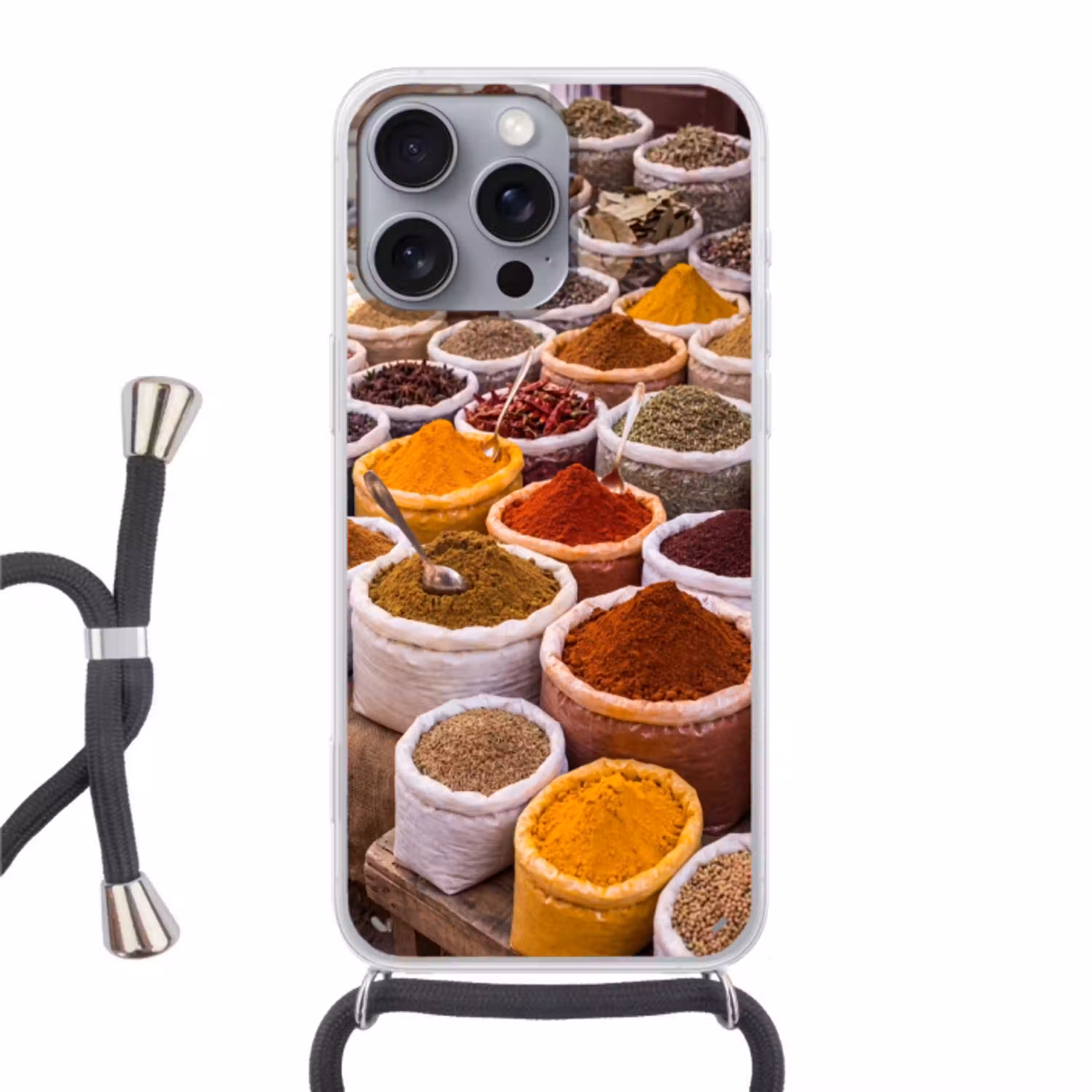 Kruiden - Markt - Eten Hoesje iPhone 16 Pro Max met koord klein -3d