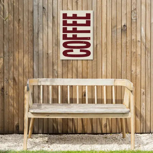 Koffie -Japandi - Rood - Vintage Tuinposter op houten frame 2 cm dik klein -sfeer4