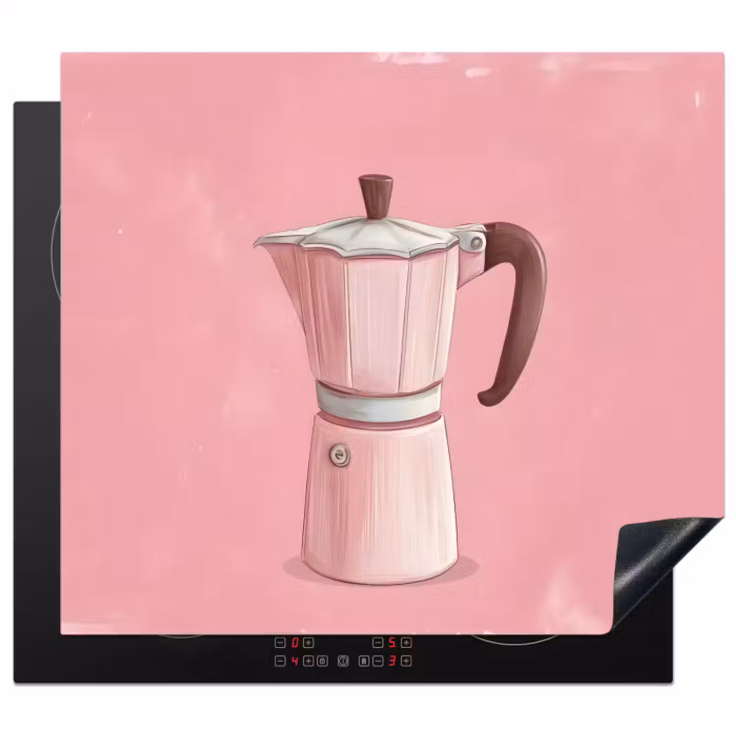 Inductie beschermer - Roze - Mokkapot - Illustratie - Koffie