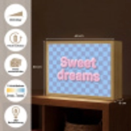 Sweet dreams - Vierkanten - Roze - Blauw Light Box met batterij (Wandlamp) middel -USP_websiteoverzichtDE