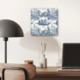 Huizen - Bomen - Water - Vogels - Blauw aluminium wit klein 46 -sfeer5